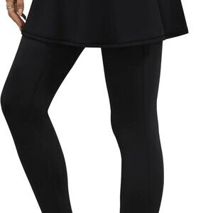 Black Women's X-Large Athletic Midi Skirted Leggings with 4 Pockets, Breathable